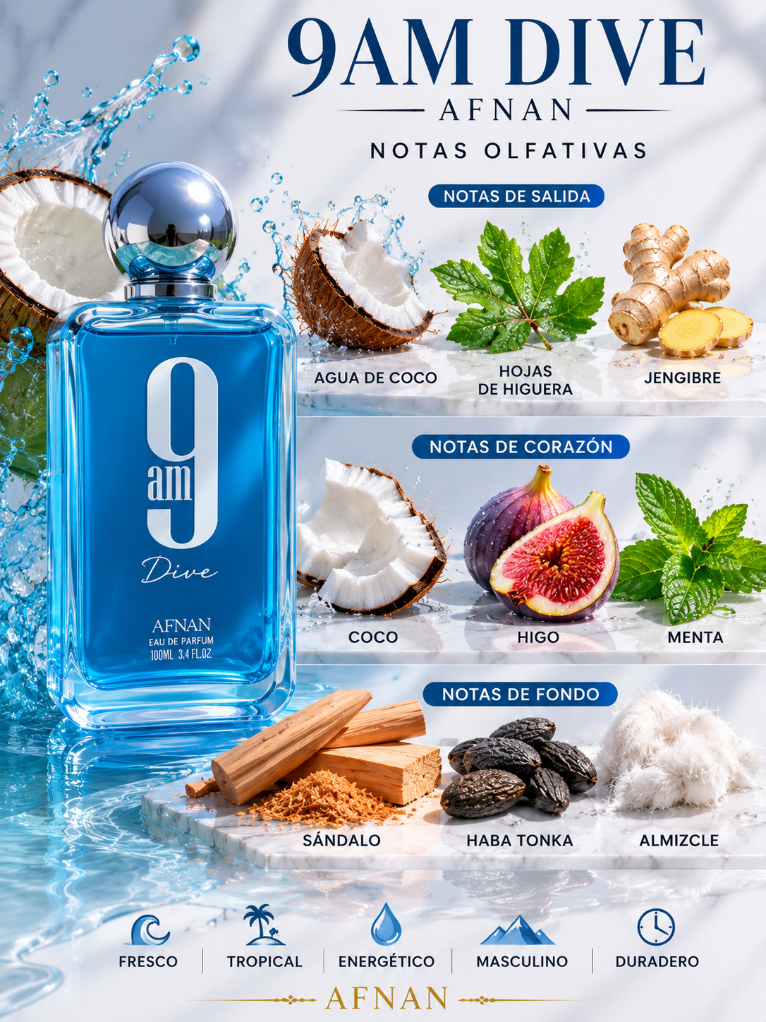 Afnan 9am Dive – Perfume fresco y elegante unisex